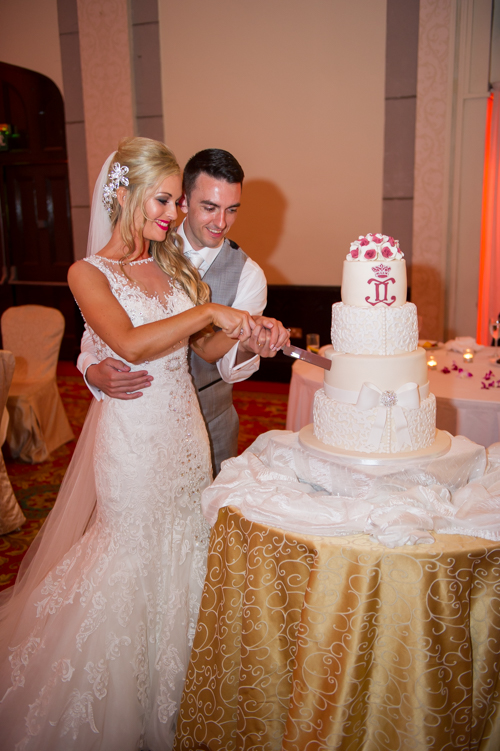 wedding cake cutting at dromoland castle