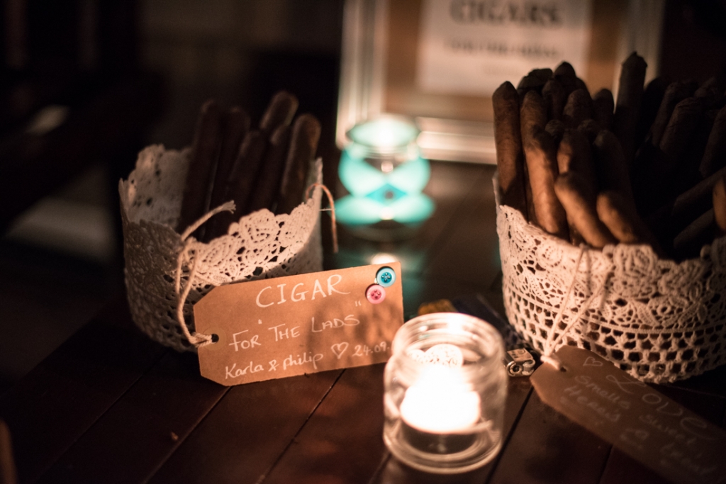 Cigar table at the wedding