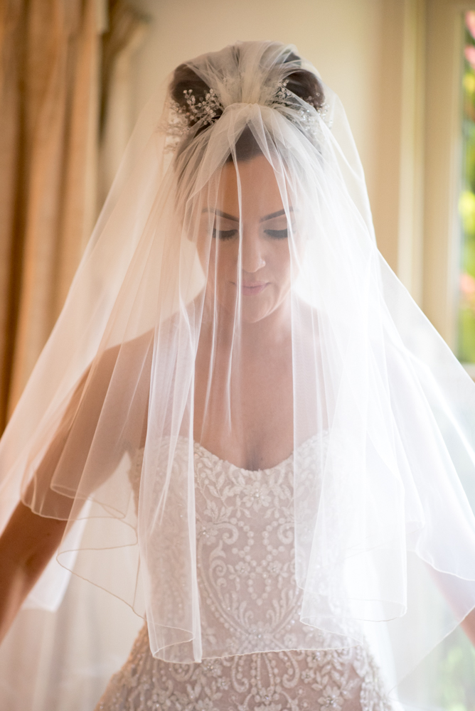 Bride with her veil over her face