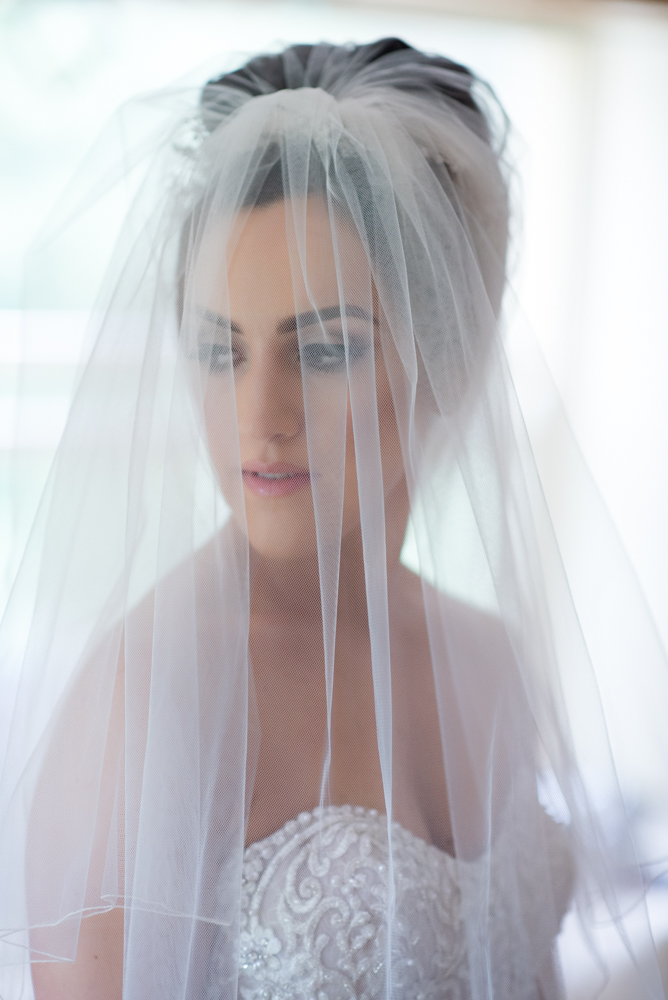 Bride under her wedding veil