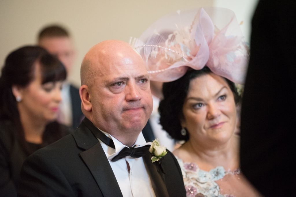 Emotional Father of the Bride during the wedding ceremony