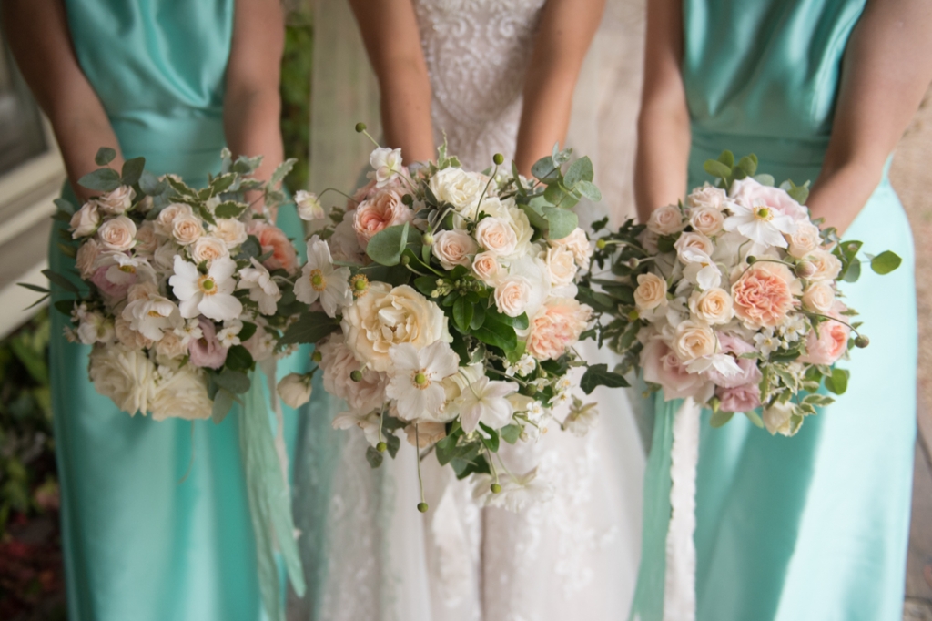 The Bride and Bridesmaid wedding flower bouquets
