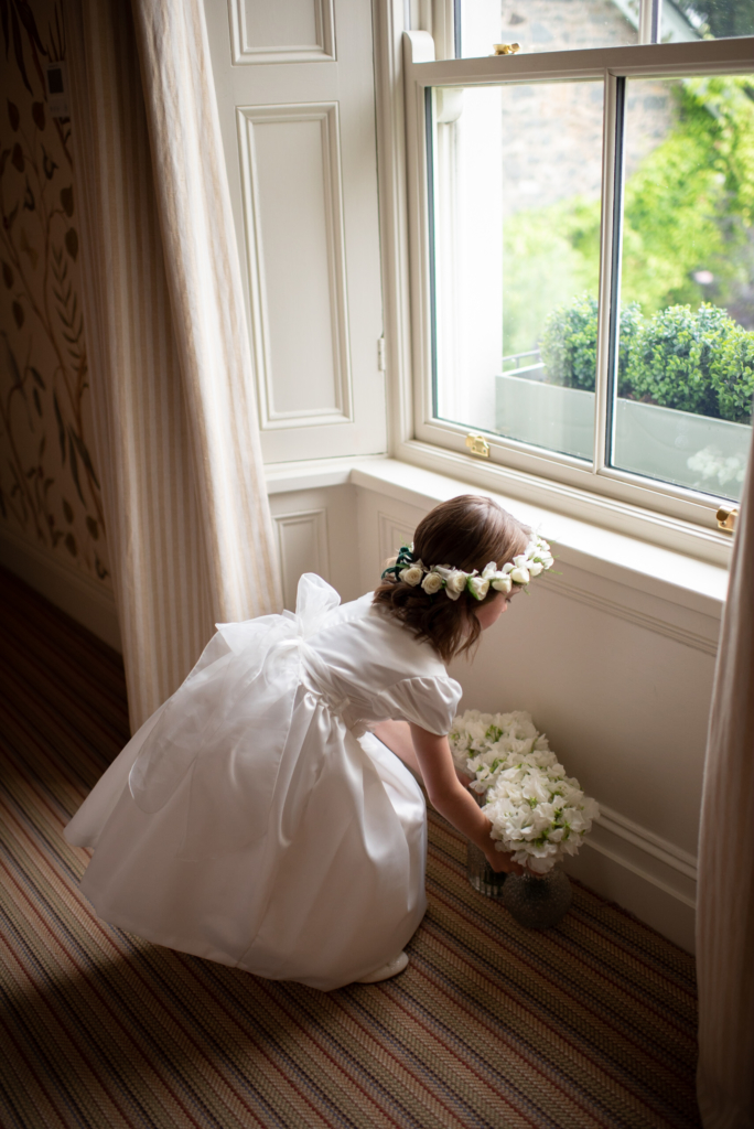 flower girl and bouquet