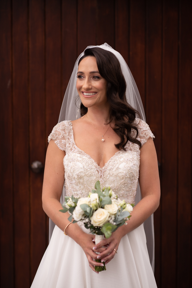 radisson blu wedding bride at church door headshot