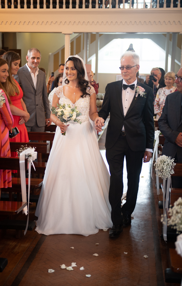 radisson blu wedding bride and dad walking up aisle