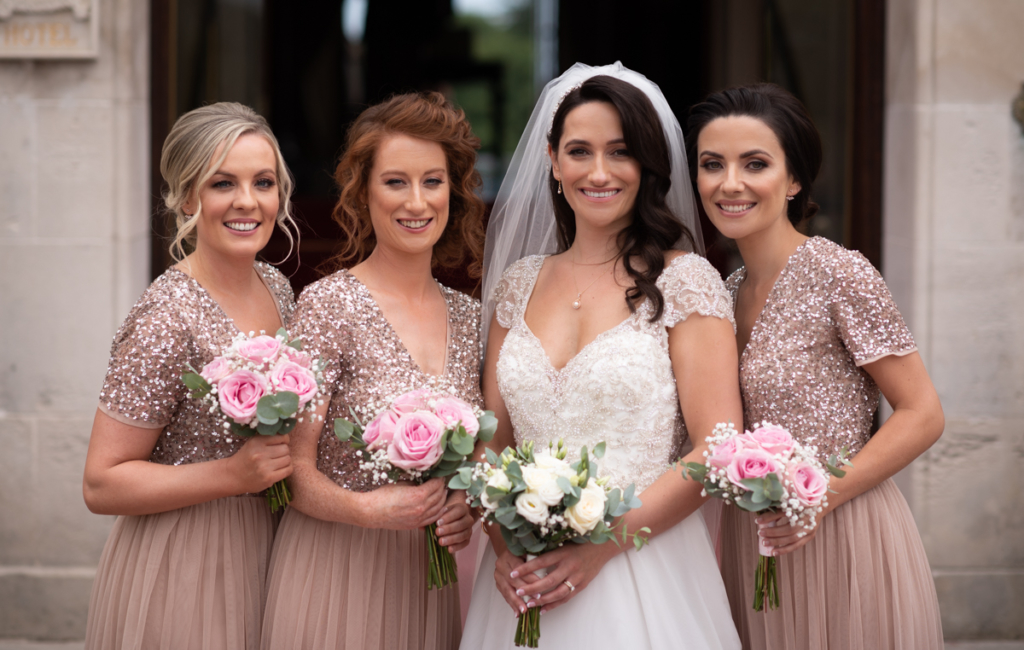 radisson blu wedding bride and girls front door at radisson blu saint helens