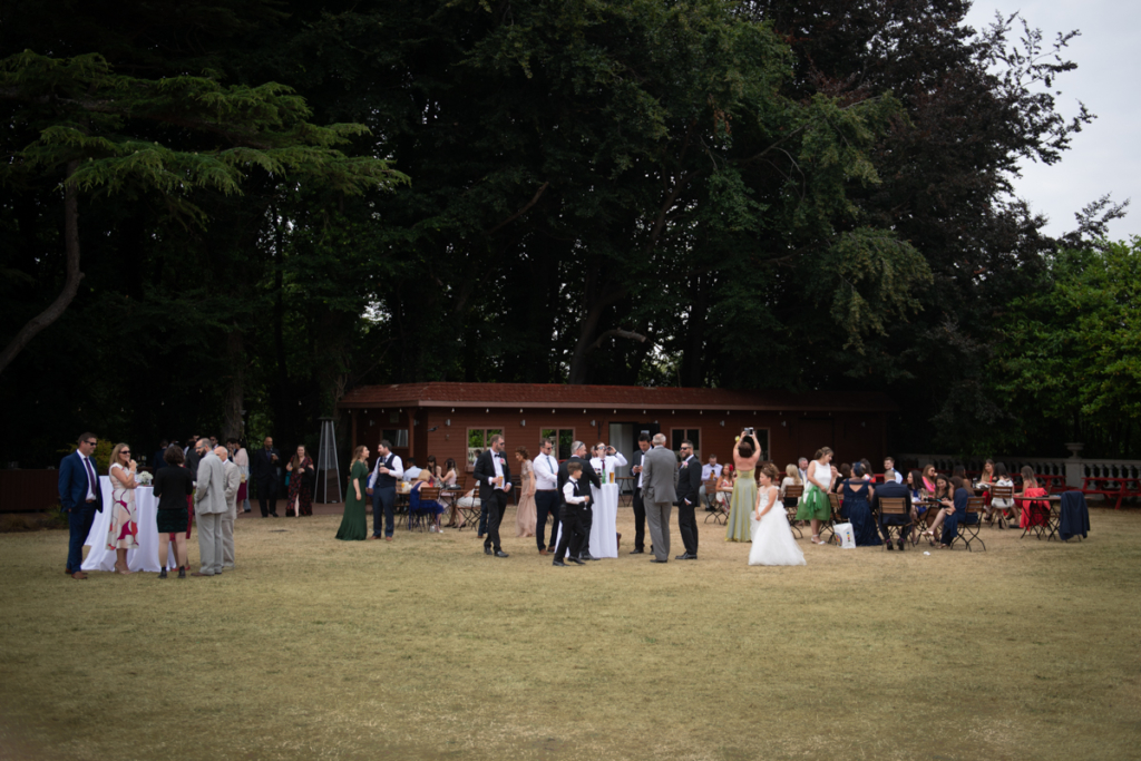 drinks reception on lawn