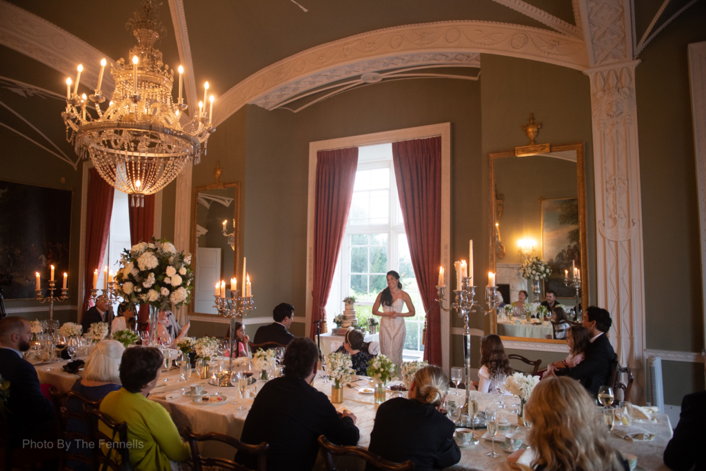 Sarah Roberts giving her wedding speech at her wedding