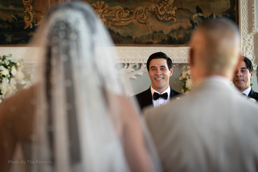 James Stewart seeing his bride for the first time in her wedding dress walking up the aisle