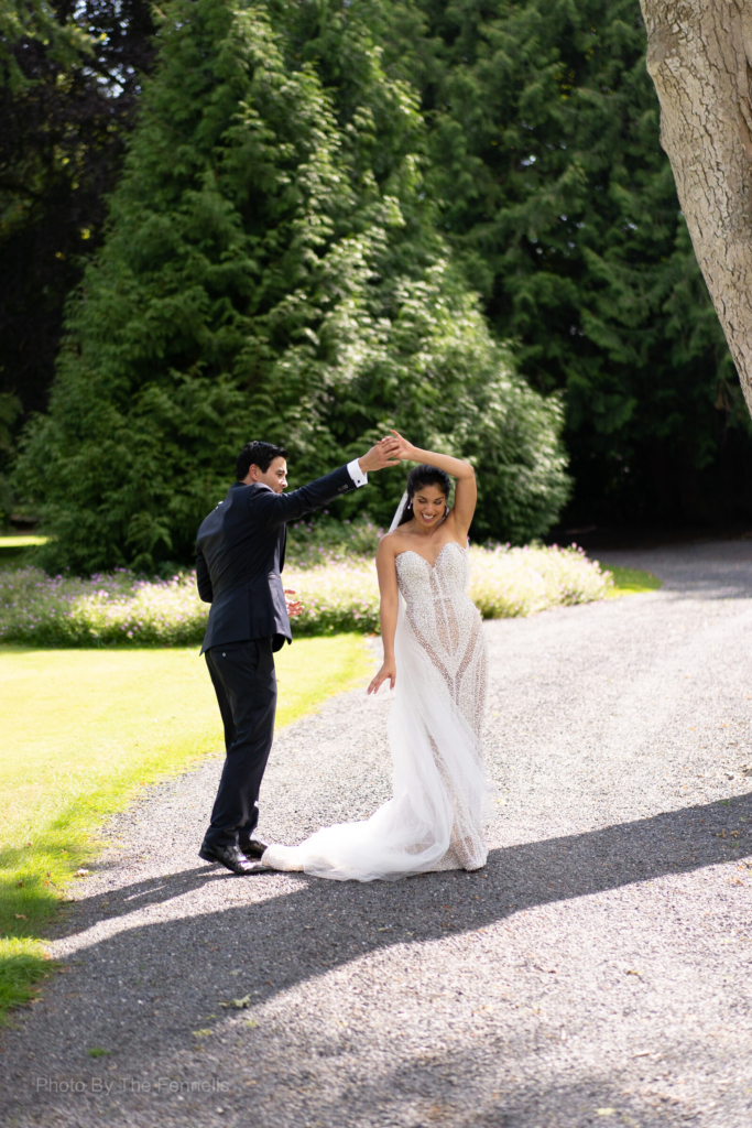 James Stewart and Sarah Roberts dancing and having fun on the grounds of Luttrellstown Castle