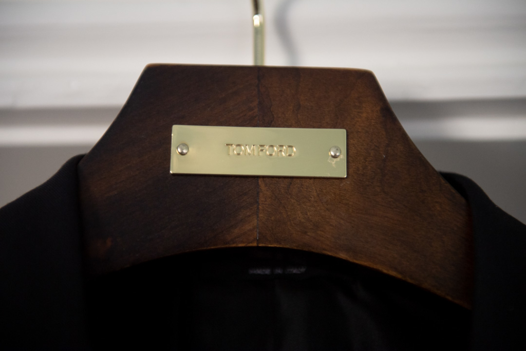 Detail photo of a Tom Ford suit hanger