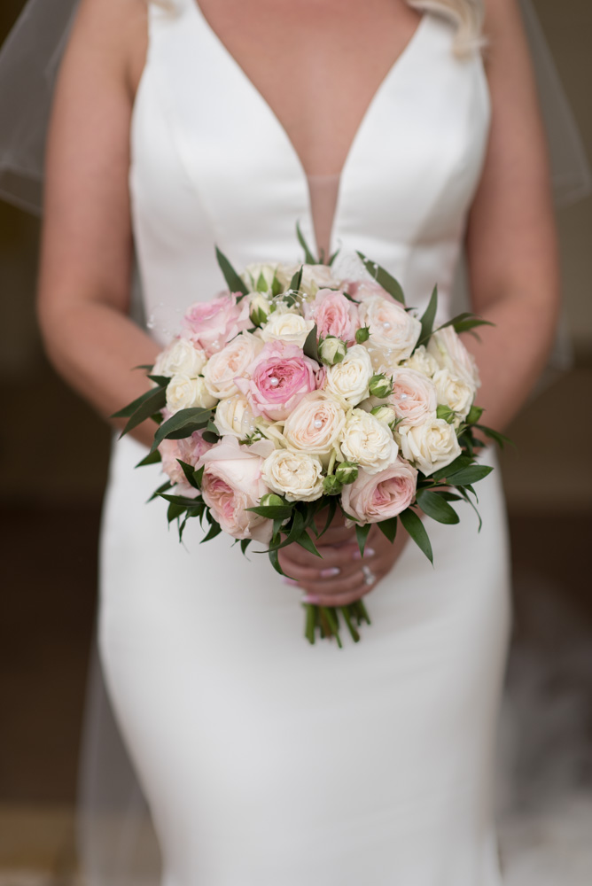 Brides pink and white flower bouquet
