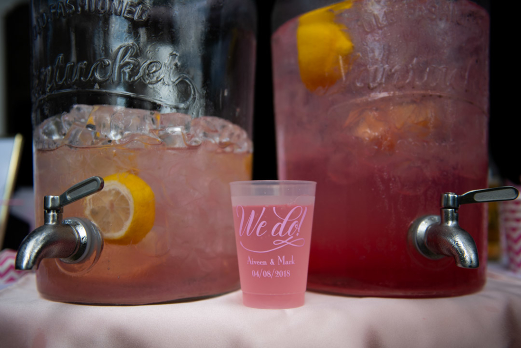 Pink lemonade in glass jars for the K Club wedding