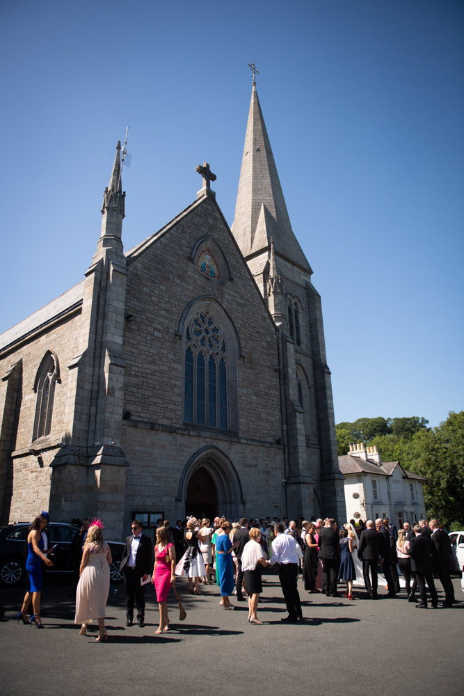 Guest mingling outside the St.Marys Parish Church in Enniskerry Village