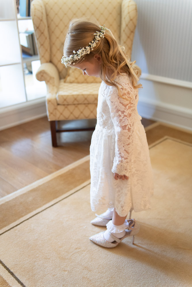 Flower girl in Brides shoes