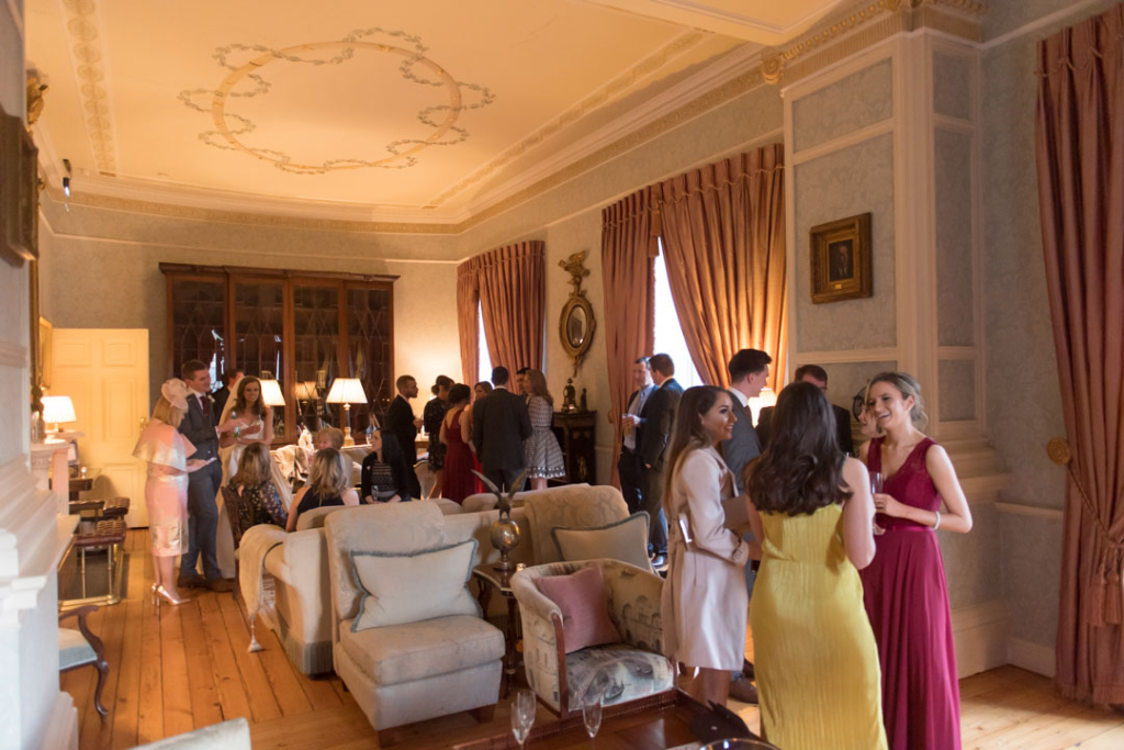 Wedding guests at the drinks reception at the Tankardstown House wedding